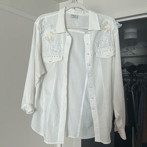 vintage paris white button down blouse